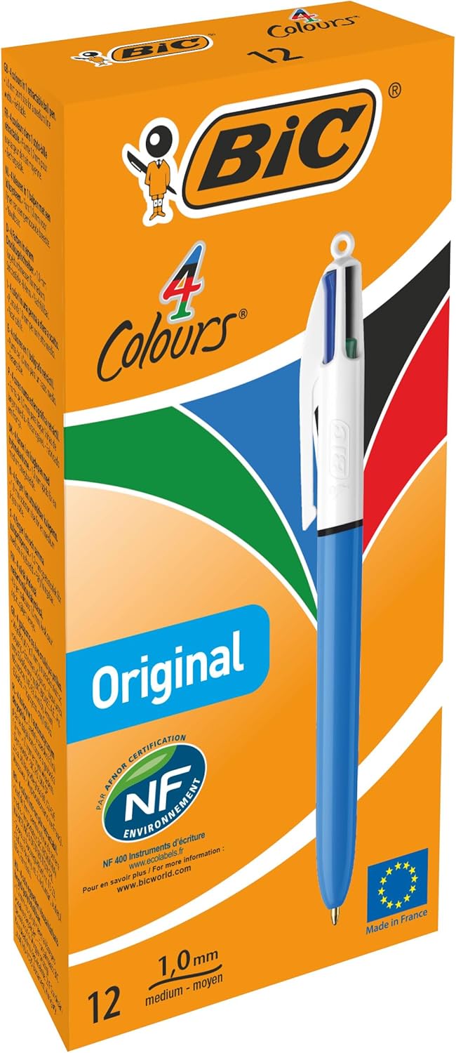 Lot de 12 stylos BIC 4 Couleurs