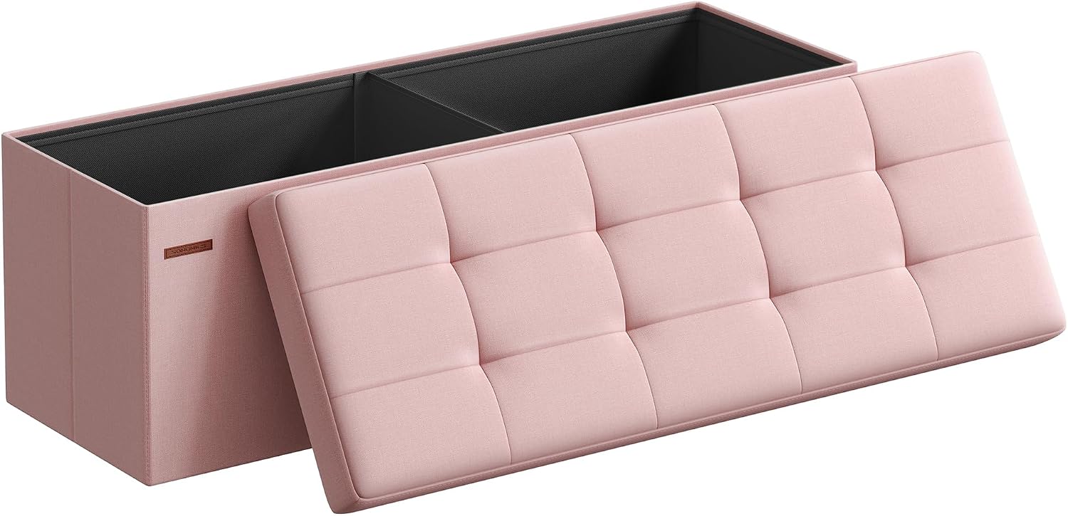 SONGMICS Pouf avec Espace de Rangement 110 cm - Banc Pliant